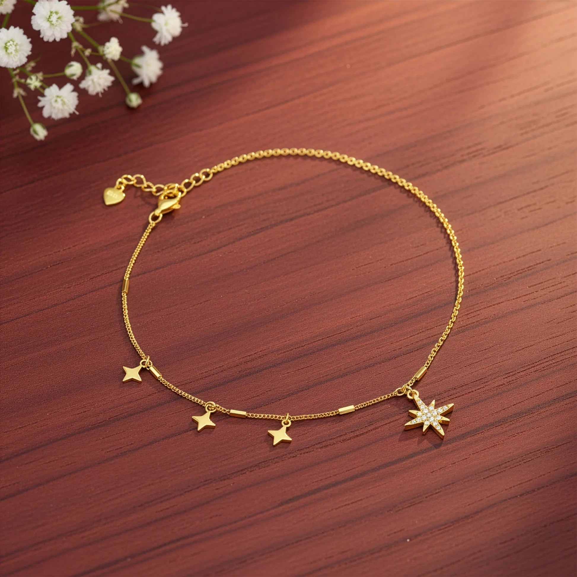 Golden North Star Anklet
