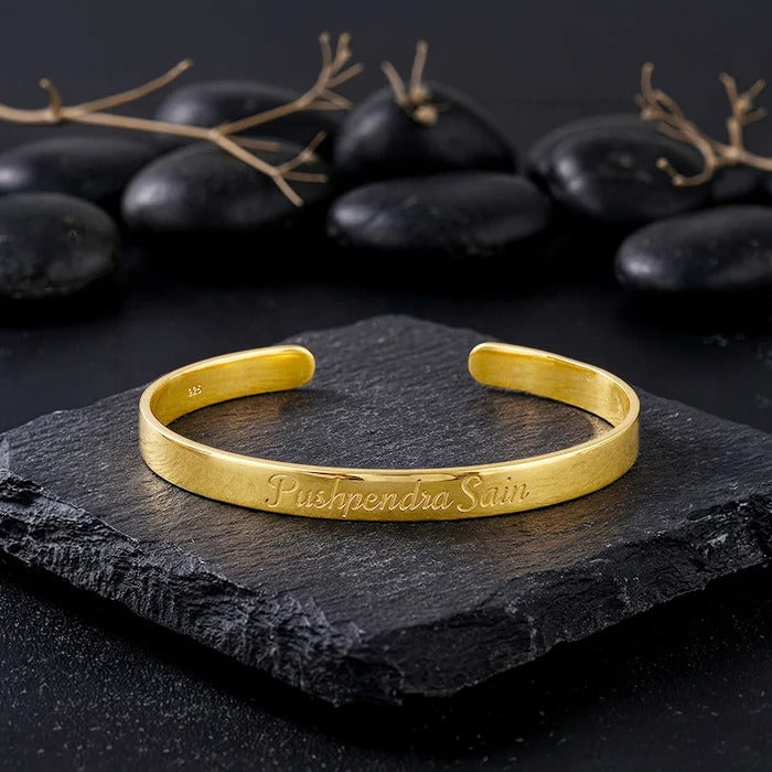 Golden Personalised Classic Kada For Him
