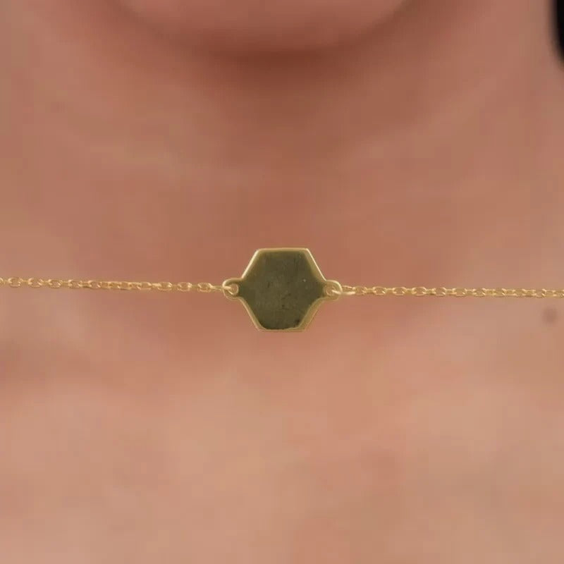 Golden Personalised Hexagon Initial Bracelet
