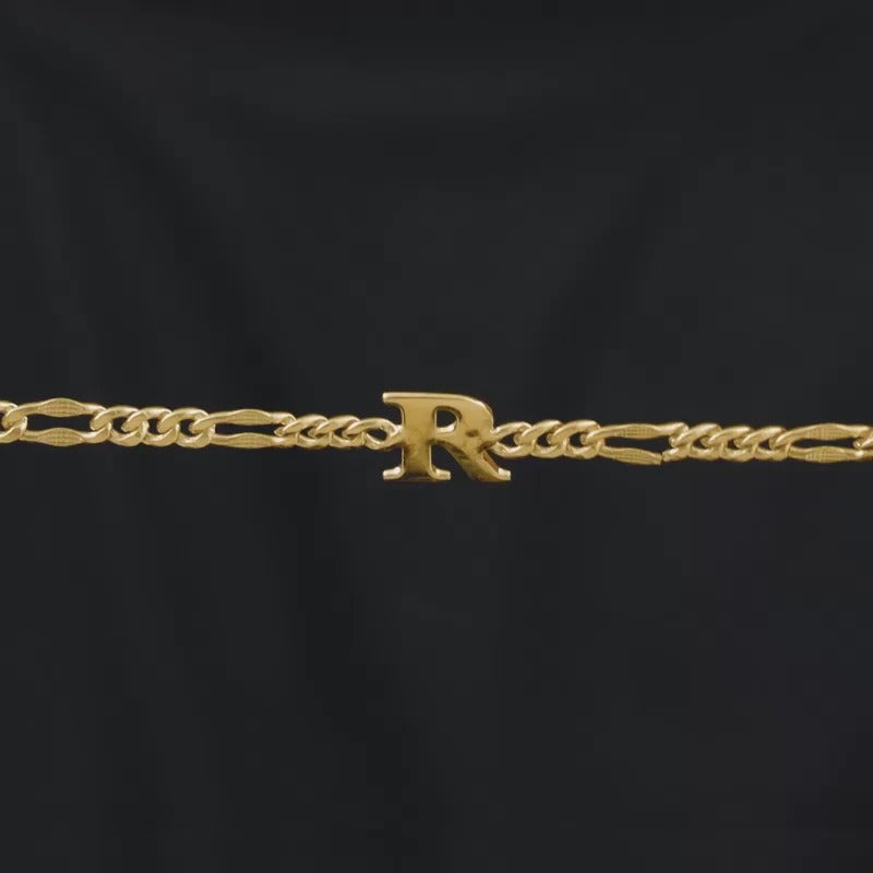 Golden Personalised Alpha Initial Bracelet For Him