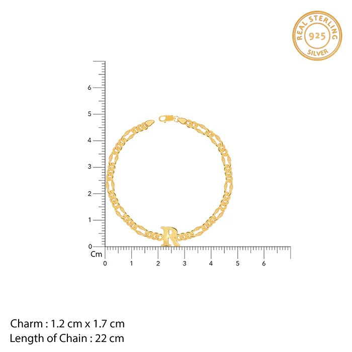 Golden Personalised Alpha Initial Bracelet For Him