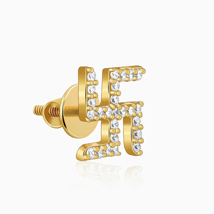 Golden Swastik Shine Stud For Him